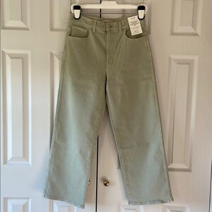 Madewell The Perfect Vintage Wide Leg Crop Jeans, Dusty Celadon (Green), 29, NWT